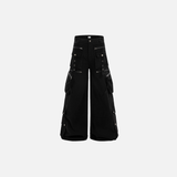 Stylish Utility Multi-Pocket Wide-Leg Cargo Jeans