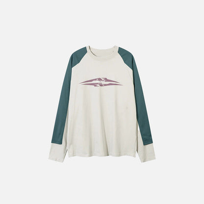 Front View of the beige Aero Wave T-shirt in a gray background