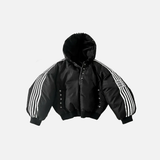 Winter Striped Loose Zipper Padded Jacket