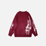 Back view of the red Loose Gothic Warm Sweater in a gray background