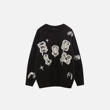 Ripped Knitted Letters Sweater