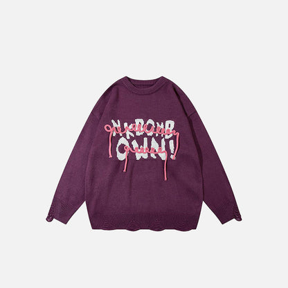 Rope Letter Print Sweater