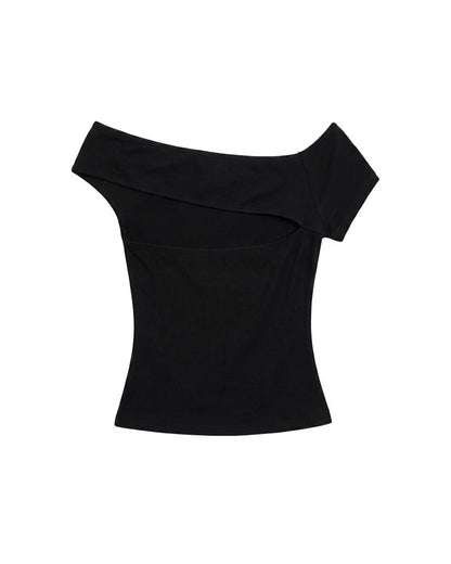 Off-Shoulder Fitted Graphic Tee