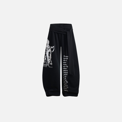Gothing Street Character Print Wide Leg Sweatpants