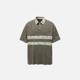 Dirty Color Block Striped Polo T-Shirt