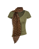 Scarf Detail Fitted Tee