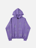 Y2K Cross Print Zip Up Hoodie