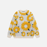 Sunflower Embroidery Knitted Sweater