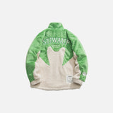 Back view of the green Dynamic Split Fleece Jacket in a gray background