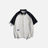 Patchwork High Street Oversize Casual Short Sleeve Shirt