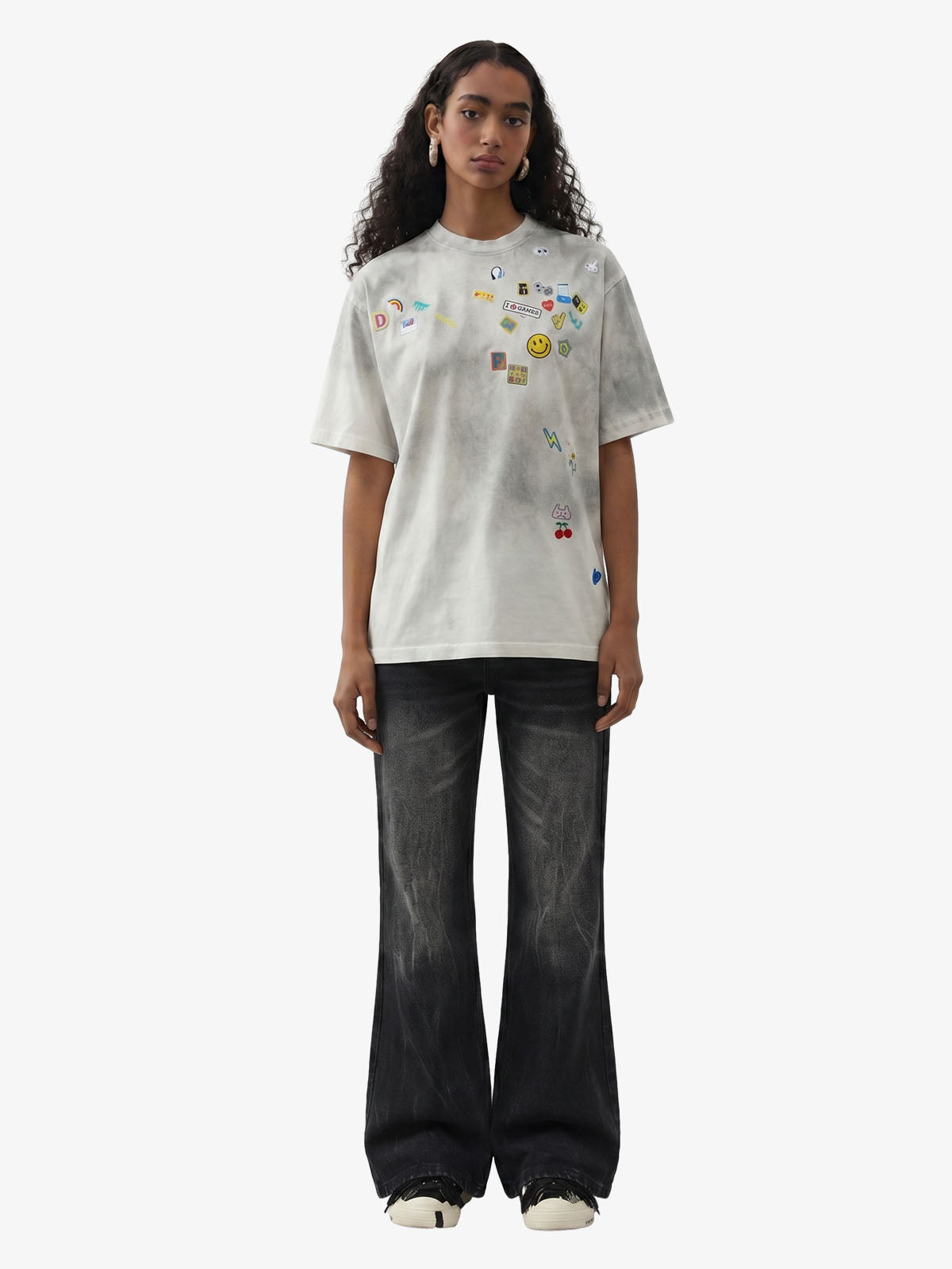 Retro Washed Faded Flared Jeans; Black / S, Black / M, Black / L, Black / XL, Black / 2XL