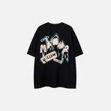 Back view of the black Y2K Whimsical Doll T-shirt in a gray background