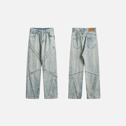 Front & Back view of the blue Y2k Rivet Pocket Jeans in a gray background 