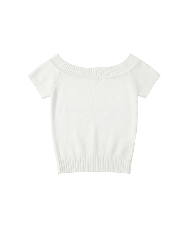 Off-Shoulder Knit Bow Top