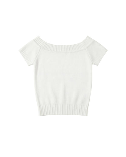 Off-Shoulder Knit Bow Top