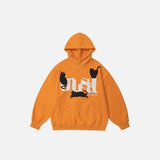 Unusual Cat Graphic Print Hoodie