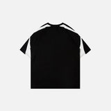 Back view of the black Sharp Split Panel T-shirt in a gray background
