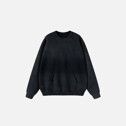 Front view of the black Classic Washed Oversized Sweatshirt in a gray background