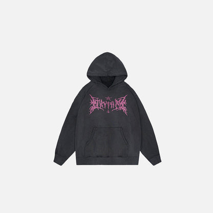 Front view of the black Cryptic Sprawl Hoodie in a gray background