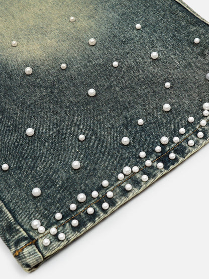 Pearl Embellished Baggy Longline Jorts