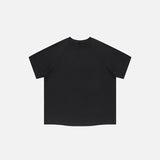 Front view of the black Loose Retro Washed T-shirt in a gray background