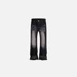 Front view of the black Vintage Washed Wide-Leg Jeans in a gray background