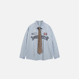 Front view of the blue Retro Plaid Shirt in a gray background