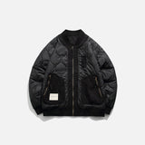 Retro Patched Zip-up Puffer Jacket