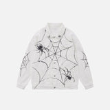 Retro Spider Web Denim Jacket
