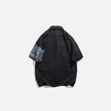 Back view of the black Bandanna Patchwork Shirt in a gray background