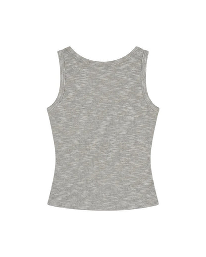 Essential Ribbed Button Tank Top