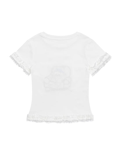 Lace Trim Graphic Baby Tee