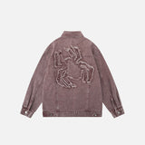 Y2K Embroidery Spider Patch Denim Jacket