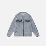 Detachable Sleeve Zip-up Denim Jacket