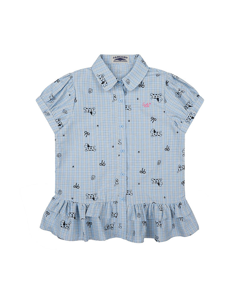 Ruffle Hem Plaid Short Sleeve Shirt