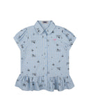 Ruffle Hem Plaid Short Sleeve Shirt