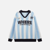Striped Wheel Star Design Sweater