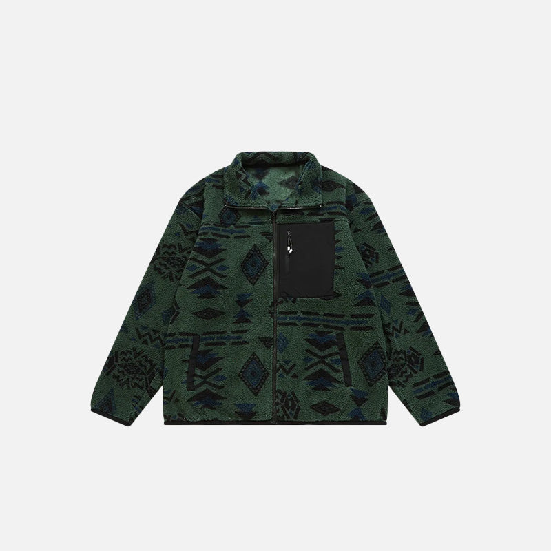 Ethnic Printing Sherpa Jacket