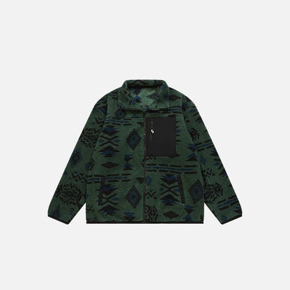 Ethnic Printing Sherpa Jacket