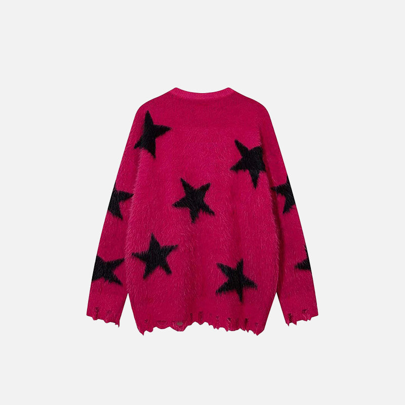 Y2K Star Distressed Sweater