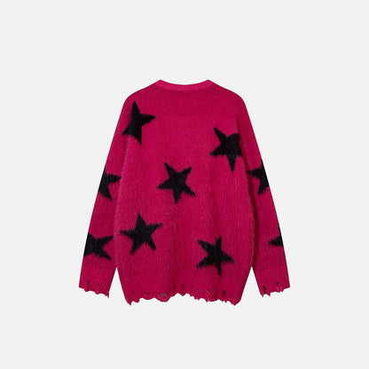 Y2K Star Distressed Sweater