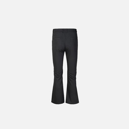 Back view of the black Classic Bell-Bottom Jeans in a gray background