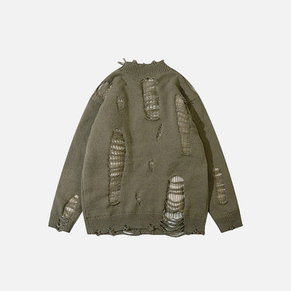 Y2K Ripped V-neck Knitted Cardigan