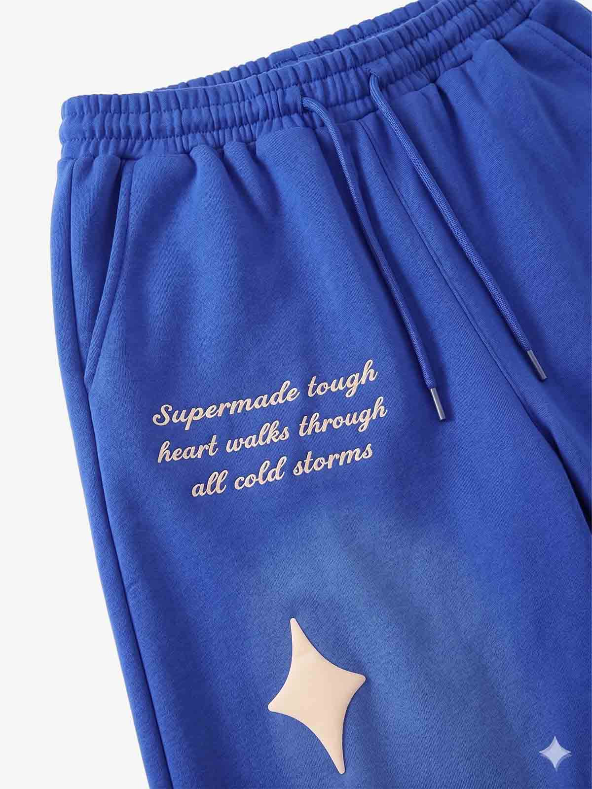 Spray Paint Star Print Distressed Sweatpants; Royal Blue / M, Royal Blue / L, Royal Blue / XL, Royal Blue / 2XL