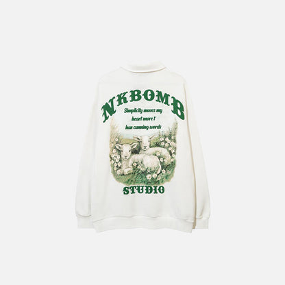 Sheep Flower Polo Sweatshirt