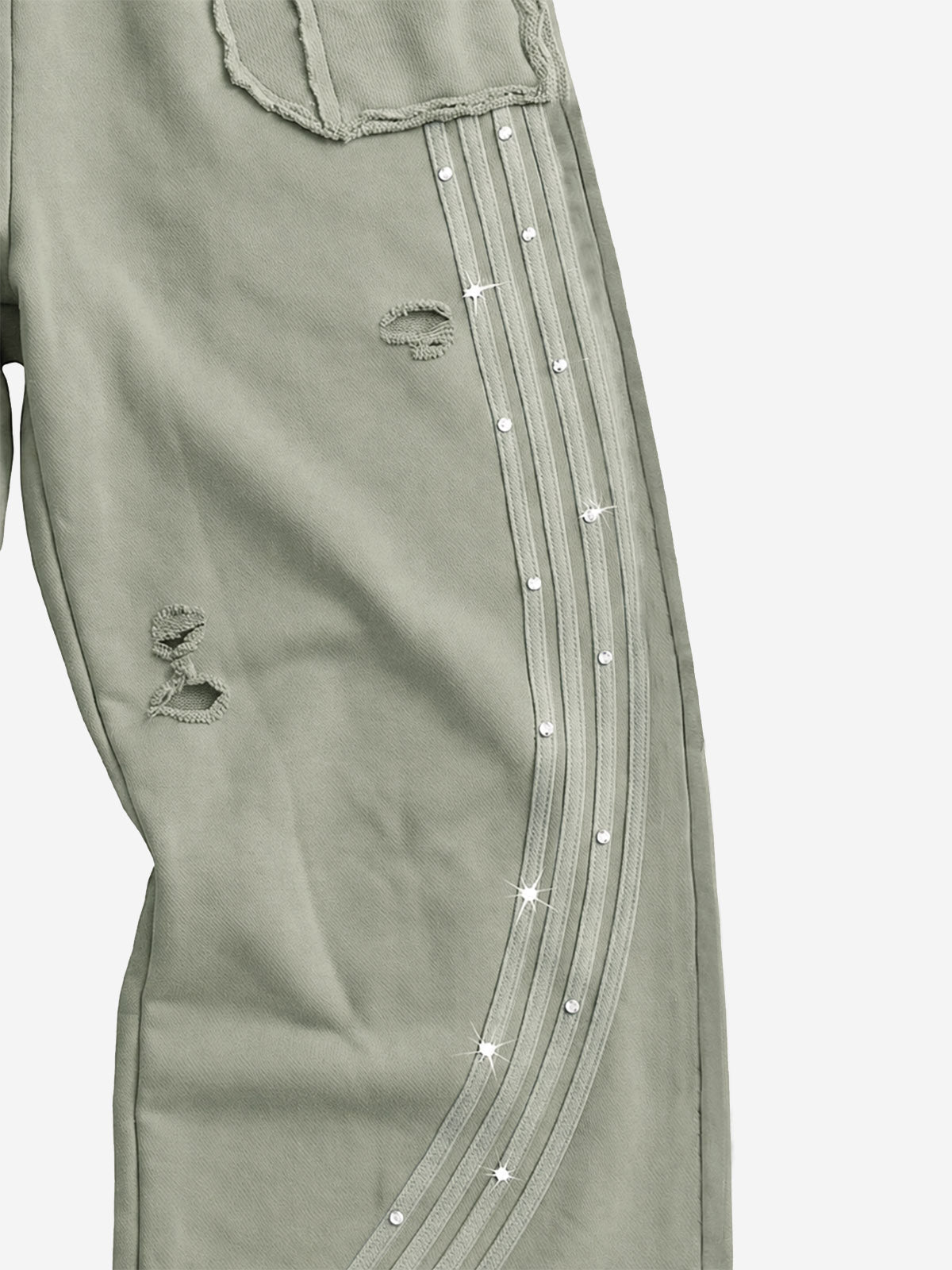 Asymmetrical Logo Embroidered Pants; Sage Green / S, Sage Green / M, Sage Green / L, Sage Green / XL, Sage Green / 2XL
