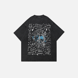 Effortless Streetwear Washed Black Eye Graffiti T-Shirt
