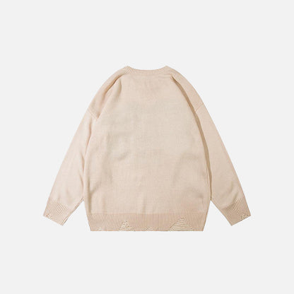 "Start" Letter Embroidered Sweater