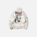 Back view of the beige Urban Chaos Teddy Jacket in a gray background
