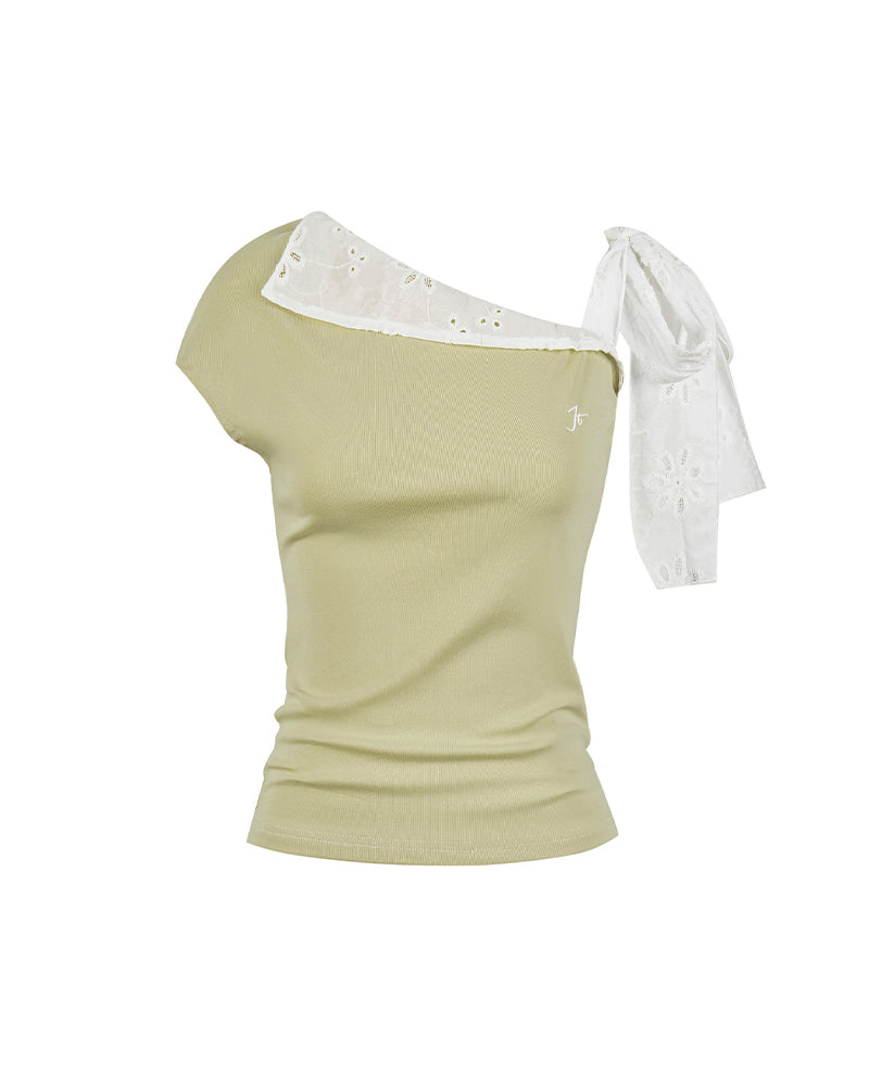 One-Shoulder Tie Sleeve Top